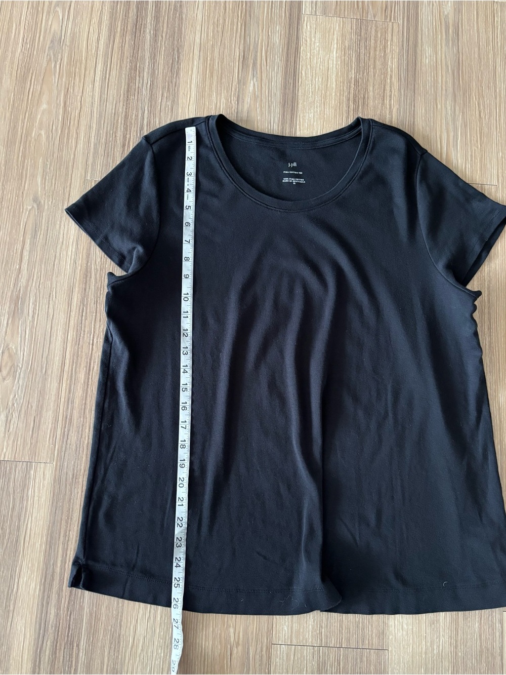 J. Jill Pima Cotton Tee T-Shirt Black Short Sleeve Womens XL Casual Minimalist - Picture 7 of 9
